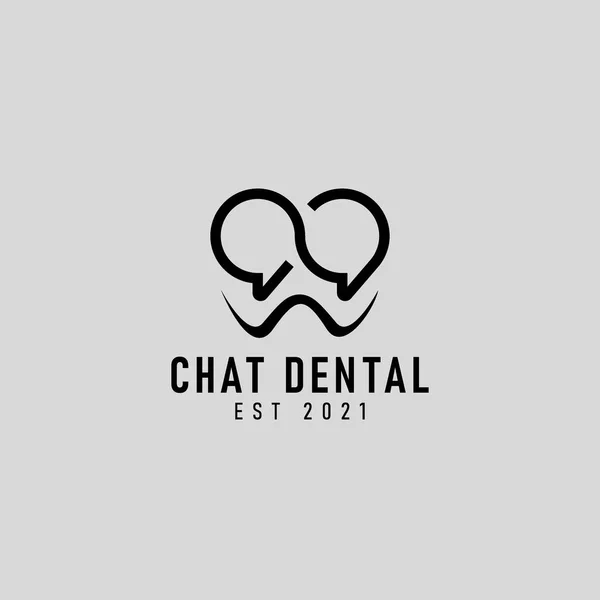Icône Chat Avec Icône Dentaire Illustration Conception Logo — Image vectorielle