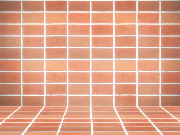 Kahverengi tuğla duvar ve zemin fayans — Stok fotoğraf