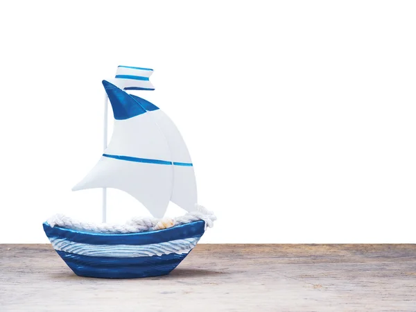 White and blue sailboat toy — Stock Photo, Image