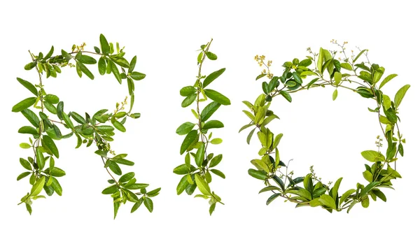 Word "Rio" Alphabet creeper flower — Stock Photo, Image