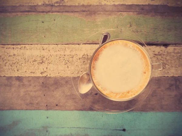 Cam fincan kahve ve kaşık — Stok fotoğraf
