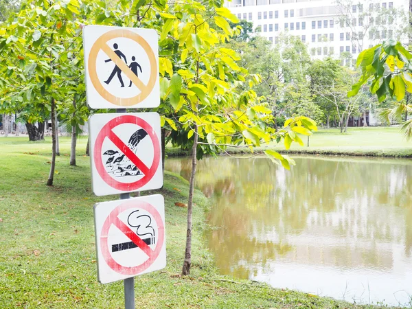 Three old prohibition signs in the parks — Stock Photo, Image
