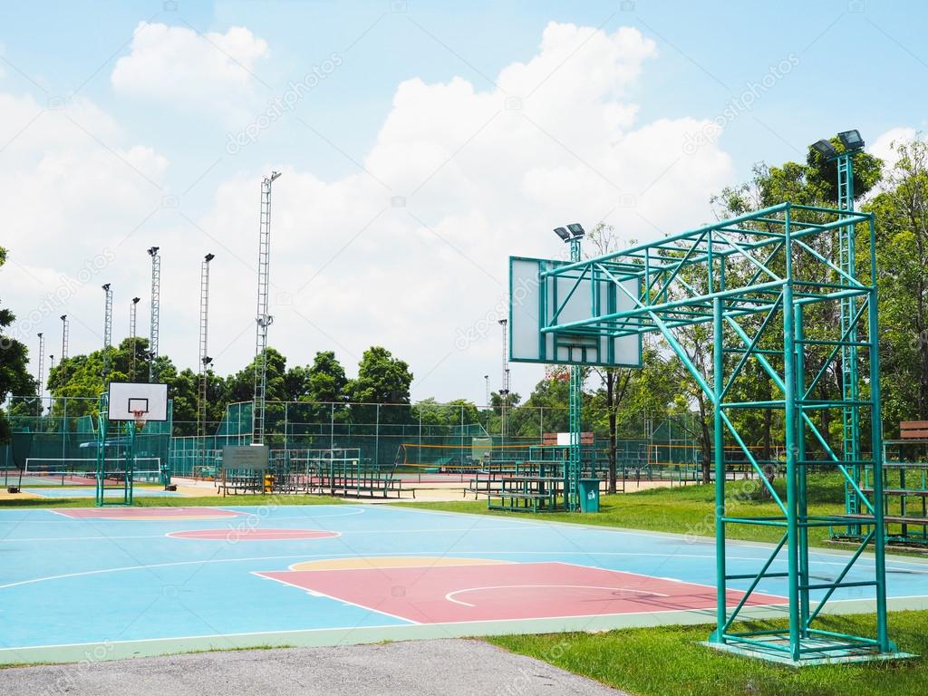 Empty outdoor basketball court 