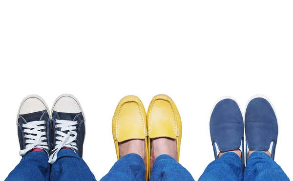 Selfie pieds portant des chaussures de variété isolé — Photo