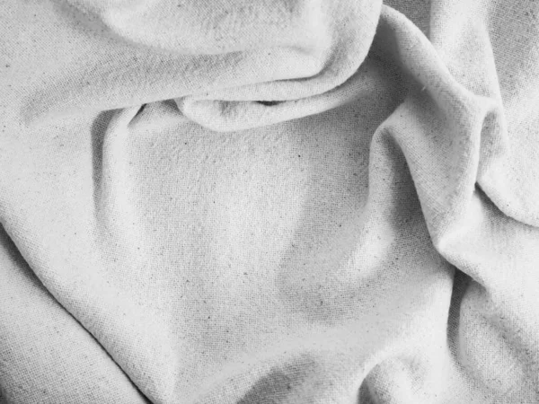 Закрыть Бежевую Текстуру Хлопчатобумажной Ткани Морщинами Естественный Текстильный Фон — стоковое фото