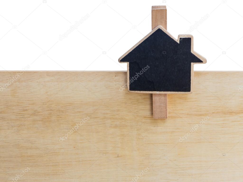 Wooden clipboard heart shape on wood board