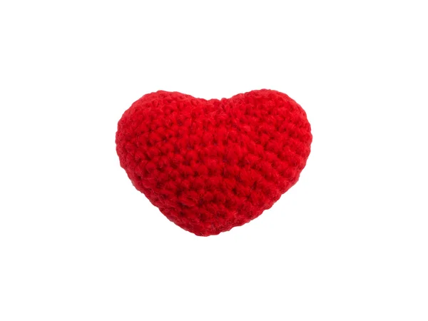 Crochet knit red heart isolated — Stock Photo, Image