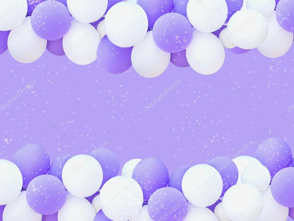 white and purple balloons isolated