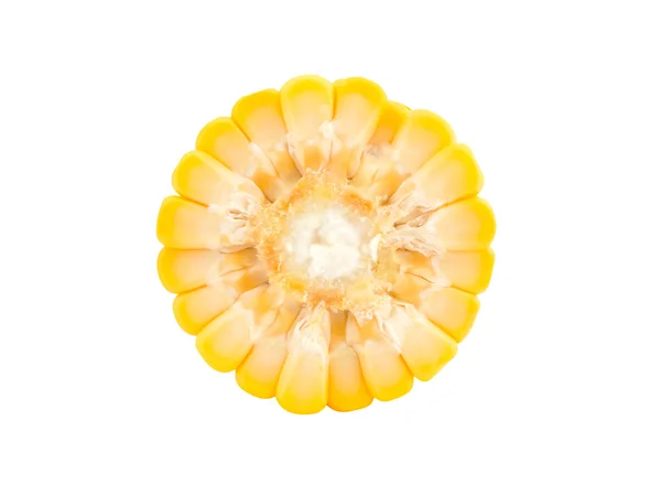 Kukurydziany na białym tle w plasterkach — Zdjęcie stockowe