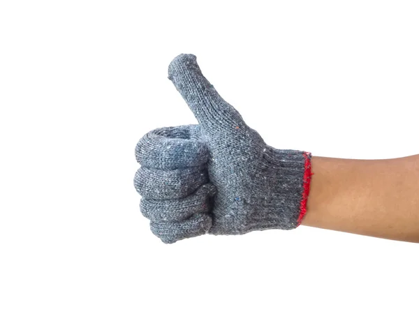 Worker hand with thumb up after success — Stock Photo, Image