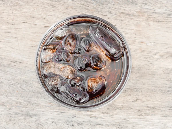 Glass of cola with ice from top view — Stock Photo, Image