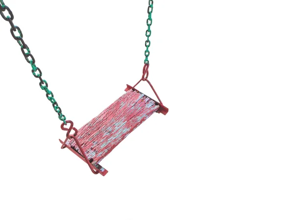 Old chain wooden swing — Stock Photo, Image