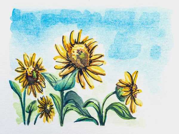 Олія соняшникова акварель, пофарбовані — стокове фото