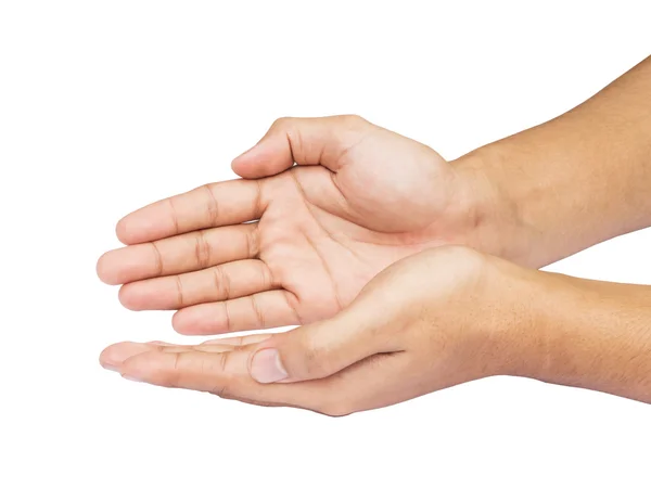 Two hands holding sign — Stock Photo, Image