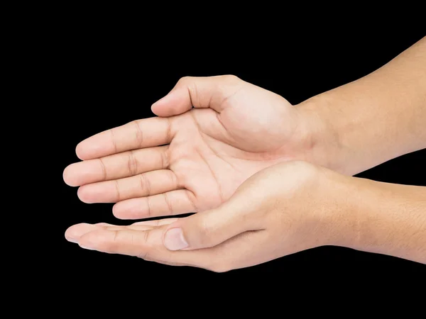 Two hands holding sign — Stock Photo, Image