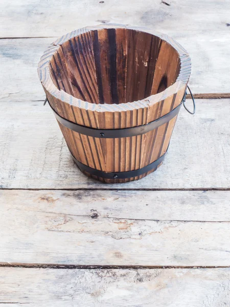 Empty wooden barrel or bucket — Stock Photo, Image