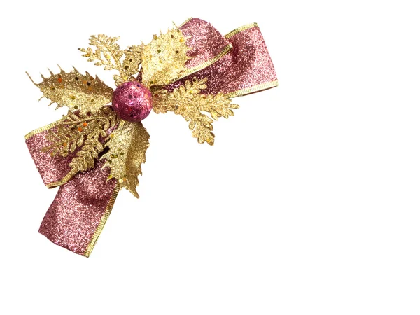 クリスマスのための光沢のあるピンクとゴールド リボン — ストック写真