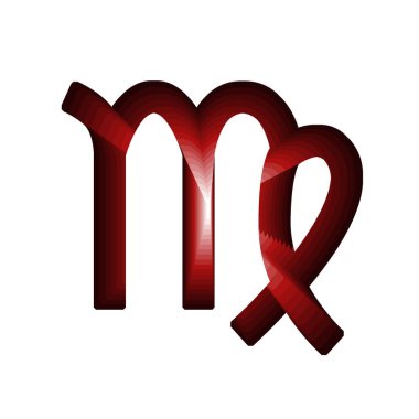 Beyaz arkaplan ve kırmızı renkte başak burcu işareti