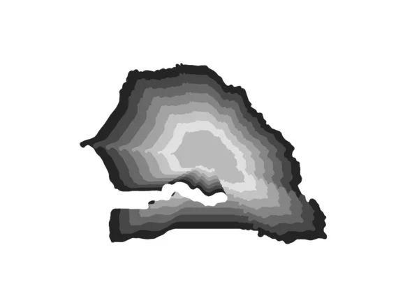 灰色渐变色彩和白色背景的塞内加尔地图的分层数字图像 — 图库照片