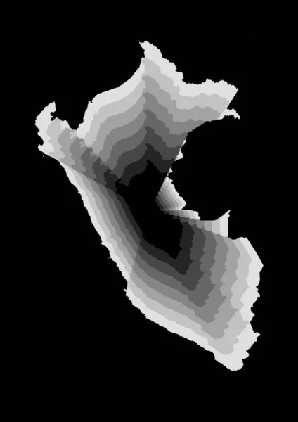 グレーのグラデーションカラーと黒の背景のペルー地図の層状デジタルイラスト — ストック写真
