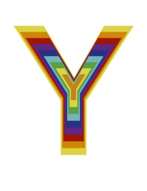 Gökkuşağının renkleri ve derinlik etkisiyle Y harfinin dizaynı ile illüstrasyon