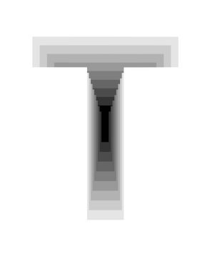 Gradyan gri renkli ve derinlik efektli T harfinin dizaynı ile illüstrasyon