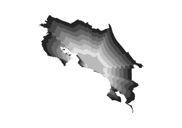 Layered Digital Illustration Costa Rica Map Gray Gradient Colors White — Stock Photo, Image