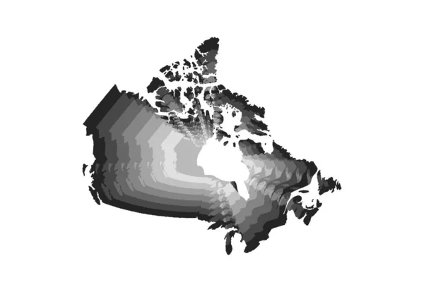 Vrstvené Digitální Ilustrace Kanadské Mapy Šedých Barvách Bílém Pozadí — Stock fotografie