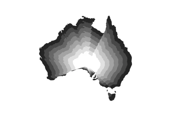 灰色渐变色和白色背景的澳大利亚地图的分层数字图像 — 图库照片