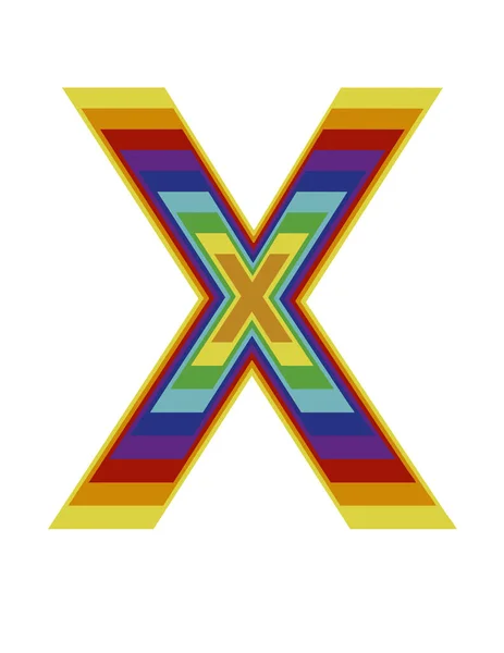 虹色の文字Xのデザインと深みのある効果でイラスト — ストック写真