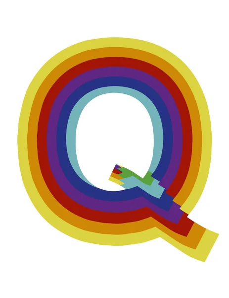 用字母Q的设计说明彩虹的颜色和深度效果 — 图库照片