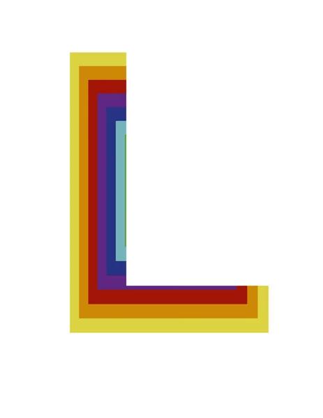 用字母L的设计说明彩虹的颜色和深度效果 — 图库照片