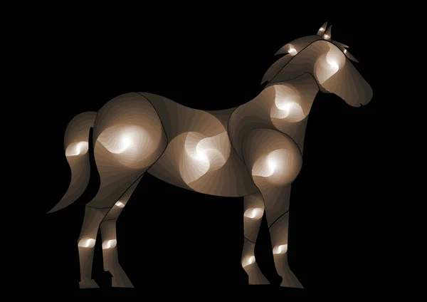 Illustrazione Astratto Con Pezzi Colori Marrone Sfumato Che Formano Cavallo — Foto Stock