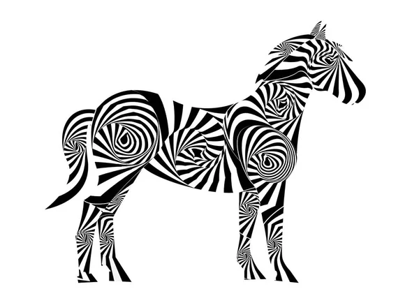 Illustrazione Astratto Con Linee Bianco Nero Che Formano Cavallo — Foto Stock