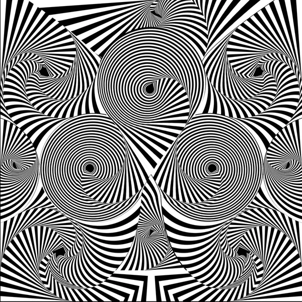 Ilustrace Abstraktních Černobílých Čar Tvořících Jetel Spirálním Efektem — Stock fotografie