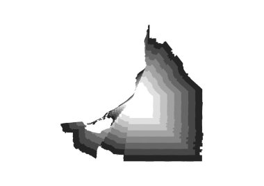 Campeche Devleti haritasının gri renk ve beyaz arkaplan ile katmanlı dijital illüstrasyonu