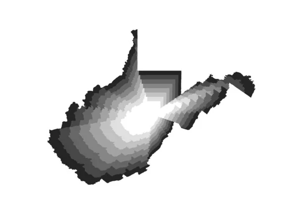 西弗吉尼亚地图的灰度 渐变和白色背景的分层数字图像 — 图库照片