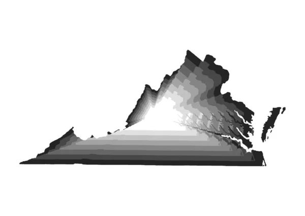 Многослойная Цифровая Иллюстрация Карты Штата Вирджиния Серых Градиентных Цветах Белом — стоковое фото