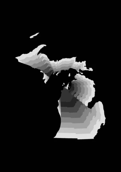 Ilustração Digital Camadas Mapa Estado Michigan Cores Gradiente Cinza Fundo — Fotografia de Stock