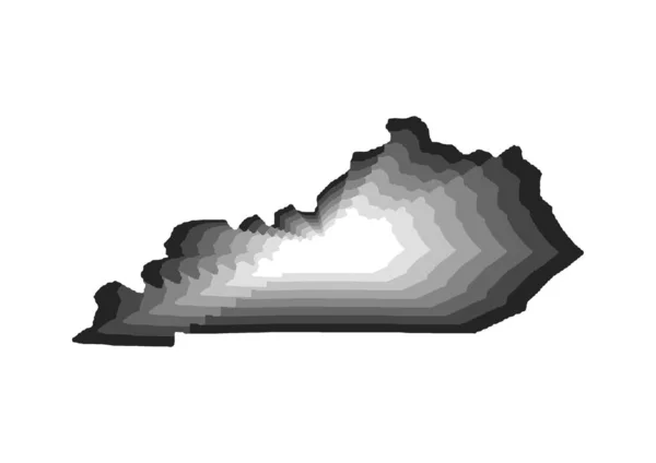 Vrstvená Digitální Ilustrace Mapy Státu Kentucky Odstínech Šedého Gradientu Bílém — Stock fotografie
