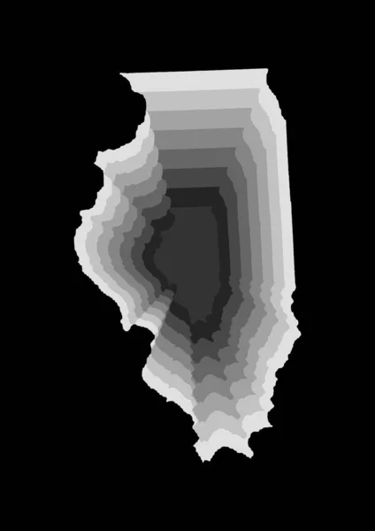 Vrstvená Digitální Ilustrace Mapy Státu Illinois Odstínech Šedého Gradientu Černém — Stock fotografie