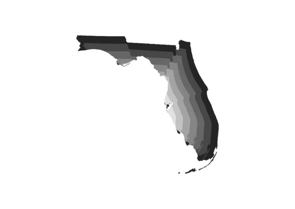 Illustrazione Digitale Stratificato Della Mappa Stato Della Florida Grigio Gradiente — Foto Stock