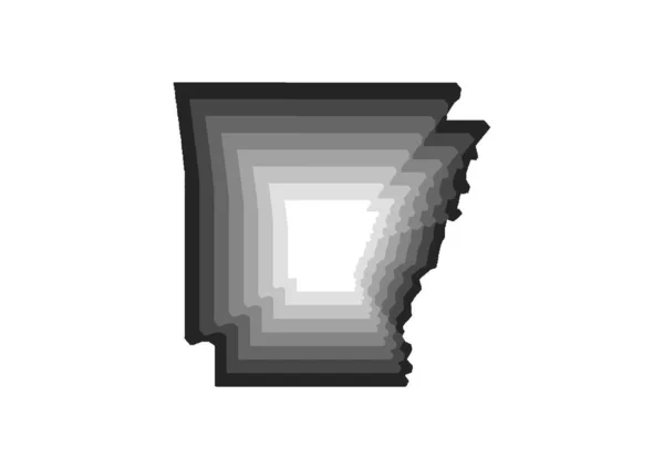 Layered Digital Illustration Map State Arkansas Gray Gradient Colors White — Stock Photo, Image