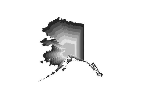 Layered Digital Illustration Map State Alaska Gray Gradient Colors White — Stock Photo, Image