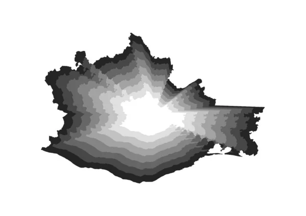瓦哈卡州地图的灰度 渐变和白色背景的分层数字图像 — 图库照片