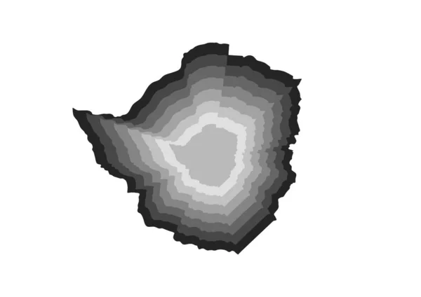 灰色渐变色彩和白色背景的津巴布韦地图的分层数字图像 — 图库照片