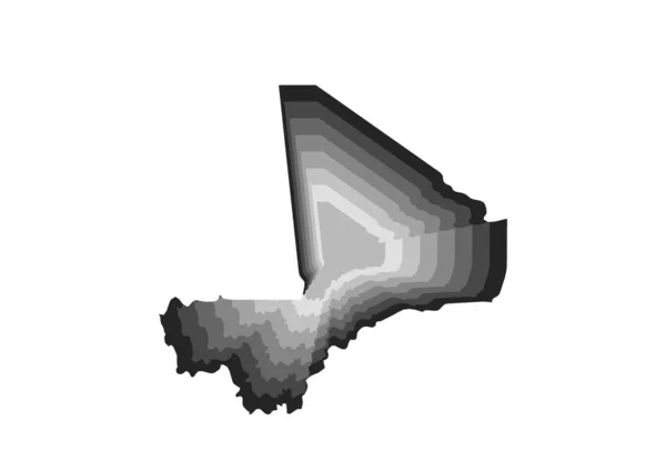 灰色渐变色彩和白色背景的马里地图的分层数字图像 — 图库照片
