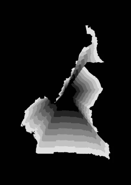 Многослойная Цифровая Иллюстрация Карты Камеруна Серых Градиентных Цветах Черном Фоне — стоковое фото