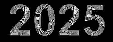 soyut tarzda 2025 numara siyah ve beyaz çizgiler ile