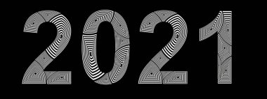 soyut tarzda 2021 numara siyah ve beyaz çizgiler ile